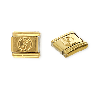Stainless Steel - Rostfrei Stahl Italian Charm Element Yin & Yang Gold