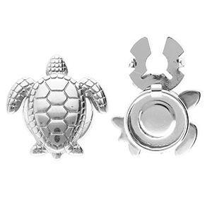 Stainless Steel - Rostfrei Stahl Knopfabdeckung Turtle Silver