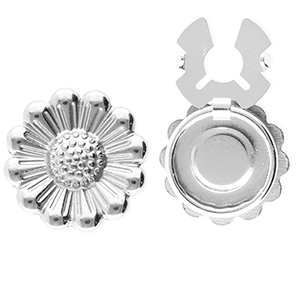 Stainless Steel - Rostfrei Stahl Knopfabdeckung Flower Silver