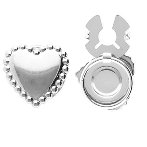Stainless Steel - Rostfrei Stahl Knopfabdeckung Heart Silver