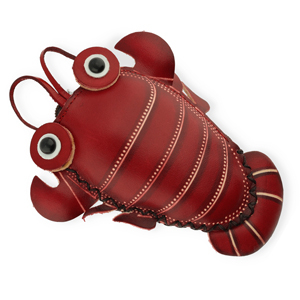 Lederen Geldb&ouml;rse Lobster Red-sand beige-black-white