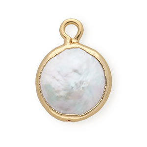 BQ S&uuml;sswasser Perlen Anh&auml;nger round Gold-Natural white