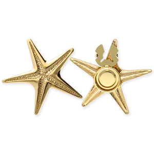 Stainless Steel - Rostfrei Stahl Knopfabdeckung Starfish Gold
