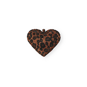 Statement-Anh&auml;nger Heart with Leopard Print Dark brown-black