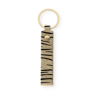 Lederen-Schl&uuml;sselanh&auml;nger with Tiger Print Sand beige-black-gold