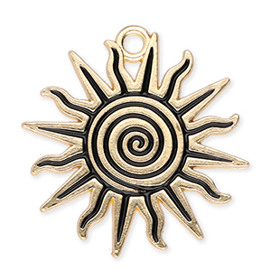 Anh&auml;nger Metall Sun with Spiral Gold-black