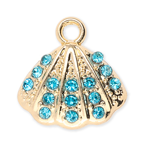 Anh&auml;nger Metall Shell with Strass Gold-blue