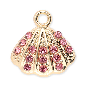 Anh&auml;nger Metall Shell with Strass Gold-pink