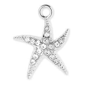 Anh&auml;nger Metall Starfish with Strass Silver-transparent