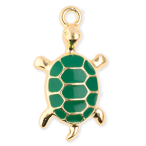 Anh&auml;nger Metall Turtle Gold-green