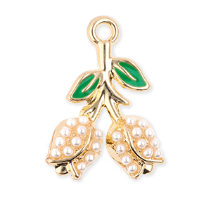 Anh&auml;nger Metall Tulips with Pearls Gold-green-white