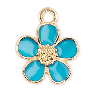 Anh&auml;nger Metall Flower Gold-blue