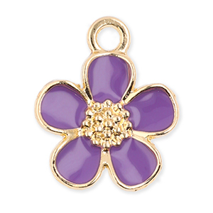 Anh&auml;nger Metall Flower Gold-purple