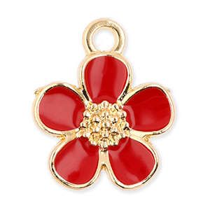 Anh&auml;nger Metall Flower Gold-red