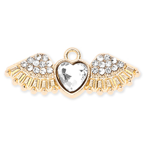 Anh&auml;nger Metall Heart with Wings with Strass Gold-transparent