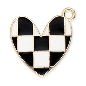 Anh&auml;nger Metall Heart with Cubes Gold-black-white