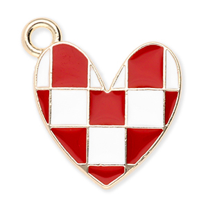 Anh&auml;nger Metall Heart with Cubes Gold-red-white