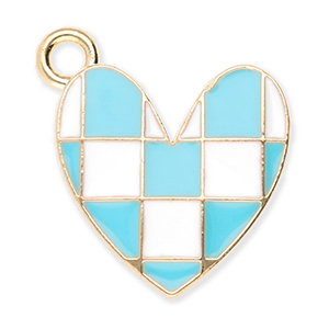 Anh&auml;nger Metall Heart with Cubes Gold-blue-white