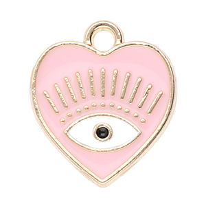Anh&auml;nger Metall Heart Eye of Providence Gold-light pink-white