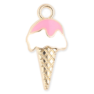 Anh&auml;nger Metall Ice lolly Gold-white-light pink