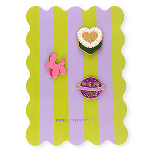 BY31&reg; Zierkarte mit Anstecker "Sushi"&nbsp;/&nbsp;Balloon Dog&nbsp;/&nbsp;"Give me space" Green-purple-pink-white-yellow