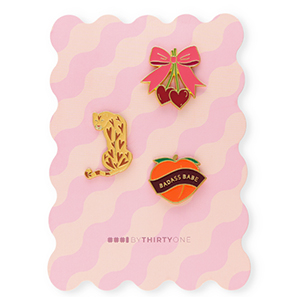 BY31&reg; Zierkarte mit Anstecker Bow with Cherries&nbsp;/&nbsp;Leopard&nbsp;/&nbsp;"Badass babe" Multicolour pink-burgundy red-brown-bordeaux