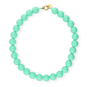 BY31&reg; Kette auf 16 mm Acrylperlen shiny Cabbage green 13-5714 TCX-gold