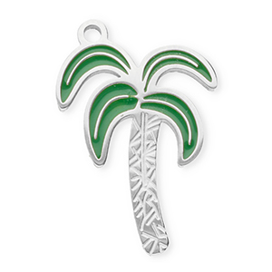 Anh&auml;nger aus Stainless Steel - Rostfreiem Stahl Palmtree Silver-dark green