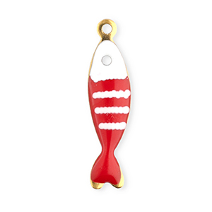 Anh&auml;nger aus Stainless Steel - Rostfreiem Stahl Fish Gold-red-white