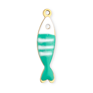 Anh&auml;nger aus Stainless Steel - Rostfreiem Stahl Fish Gold-mint turquoise-white