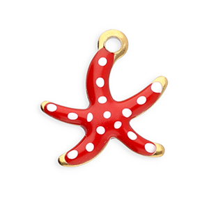 Anh&auml;nger aus Stainless Steel - Rostfreiem Stahl Starfish Gold-red-white