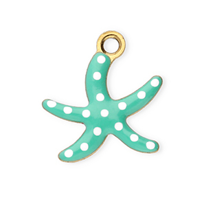 Anh&auml;nger aus Stainless Steel - Rostfreiem Stahl Starfish Gold-mint turquoise-white