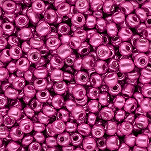 Rocailles Perlen Glas 6/0 (4 mm) Metallic shine fuchsia pink