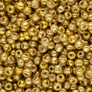 Rocailles Perlen Glas 6/0 (4 mm) Metallic shine yellow gold