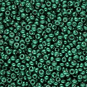Rocailles Perlen Glas 8/0 (3 mm) Metallic shine teal green