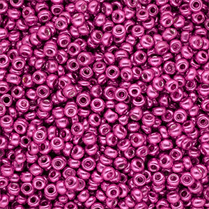 Rocailles Perlen Glas 8/0 (3 mm) Metallic shine fuchsia pink