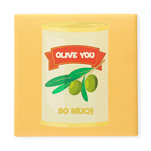 BY31&reg; Deko-Fliese "Olive you so much" Yellow-green-red-off white