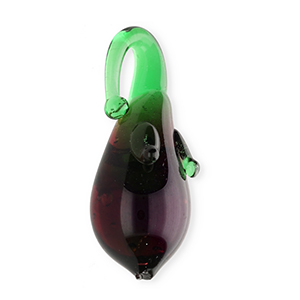 Glas-Anh&auml;nger Handgefertigt Eggplant Transparent berry wine red-transparent green