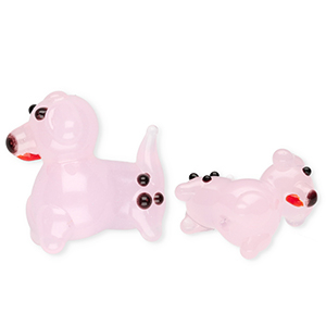Glasperlen Handgefertigt Dog Light pink-black-red