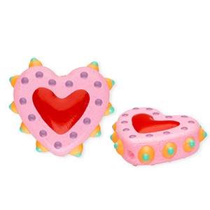 Glasperlen Handgefertigt Heart Light pink-red-multicolour