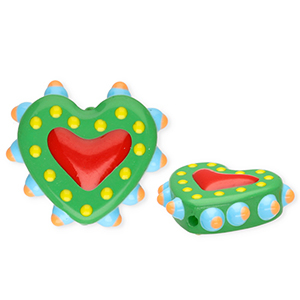 Glasperlen Handgefertigt Heart Green-red-multicolour