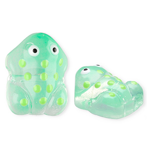 Glasperlen Handgefertigt Frog Transparent meo mint green-white-black
