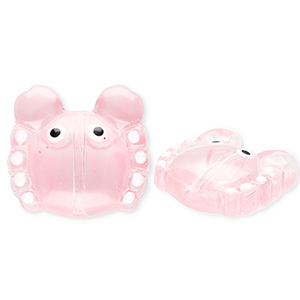 Glasperlen Handgefertigt Crab Transparent coral pink-white-black