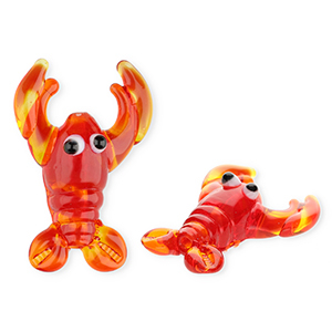 Glasperlen Handgefertigt Lobster Red-transparent orange