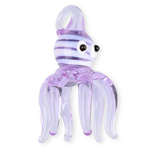 Handgefertigt Glas-Anh&auml;nger Octopus Transparent light purple