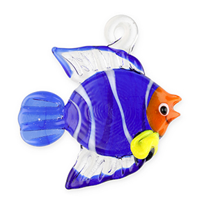 Handgefertigt Glas-Anh&auml;nger Fish Transparent dark blue-white-orange-yellow