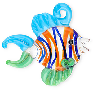 Handgefertigt Glas-Anh&auml;nger Fish Transparent-blue-green-orange