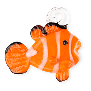 Handgefertigt Glas-Anh&auml;nger Clownfish Orange-white-black