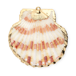 Anh&auml;nger Muschel Special Scallop with 5 Loops White-dark pink-gold