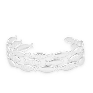 Stainless Steel - Rostfrei Stahl Armb&auml;nder Bangle Fish Silver